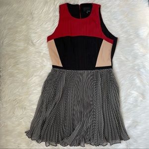 Graylin pleated pin tuck sleeveless black red and gingham dress